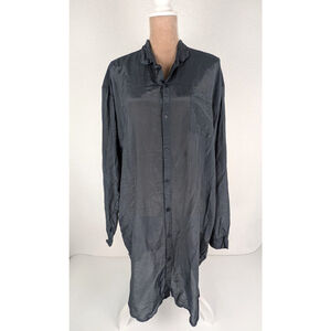 CP Shades Tunic Dress Large Gray Blue Silk Blend Lagenlook Coastal Cowgirl